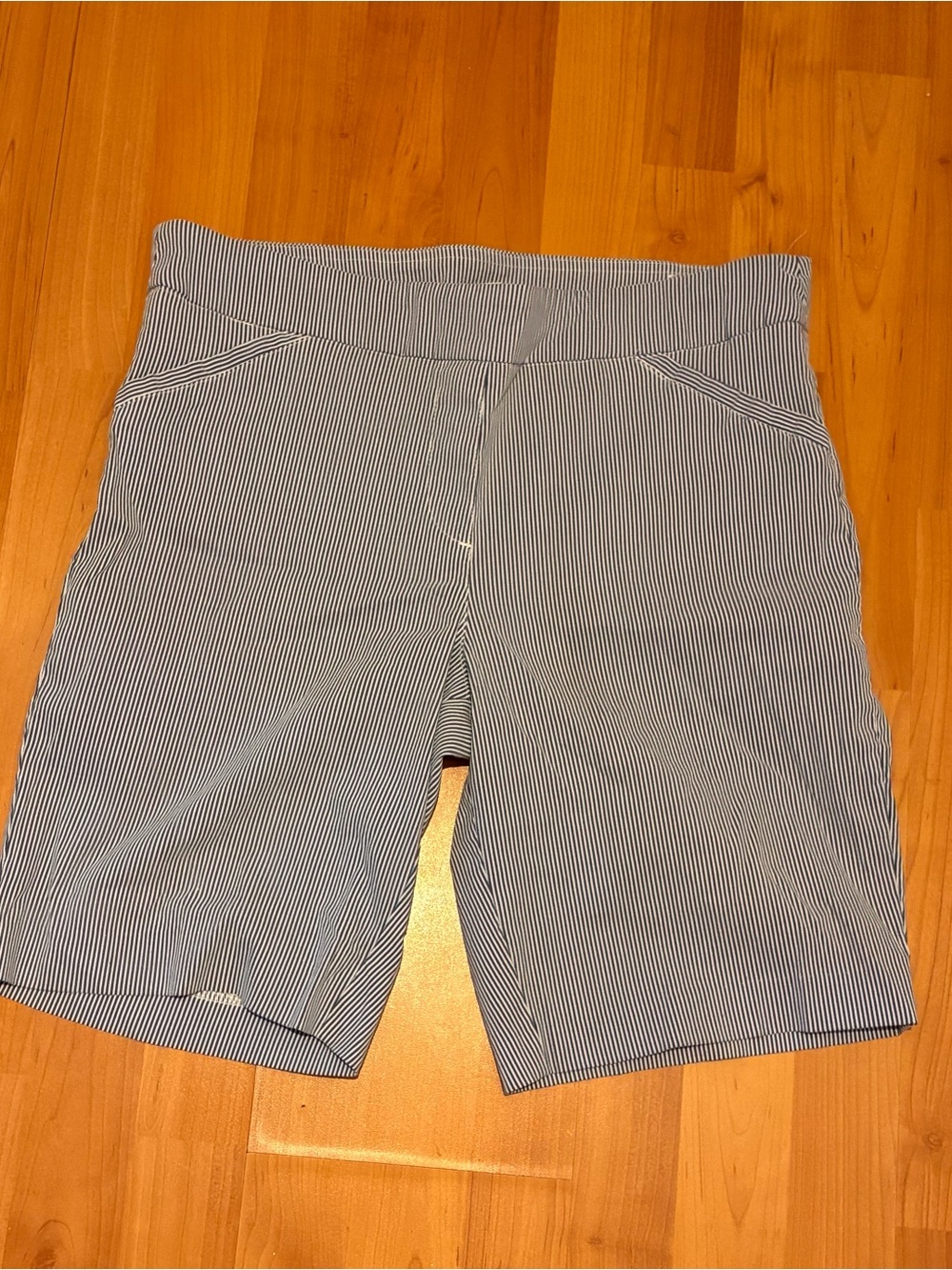 Kim Rogers Men's Navy and White Pinstripe Flat Front Shorts